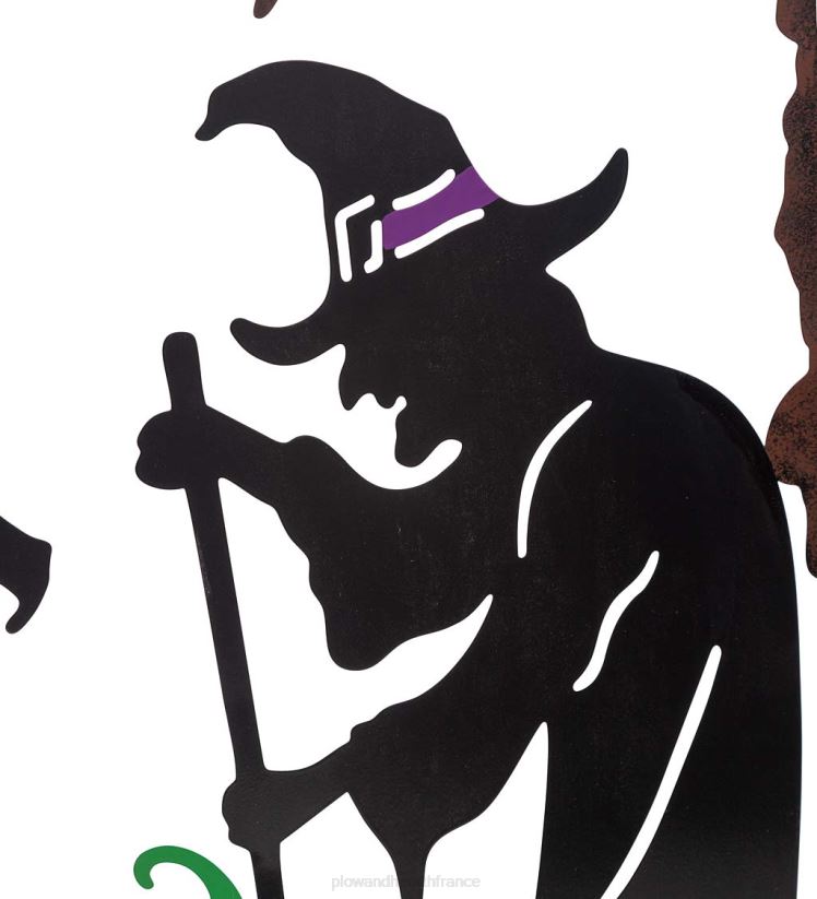 Plow & Hearth cour et jardin treillis d'Halloween en métal dans des designs de sorcières et de maisons hantées - maison hantée 0BNZ203