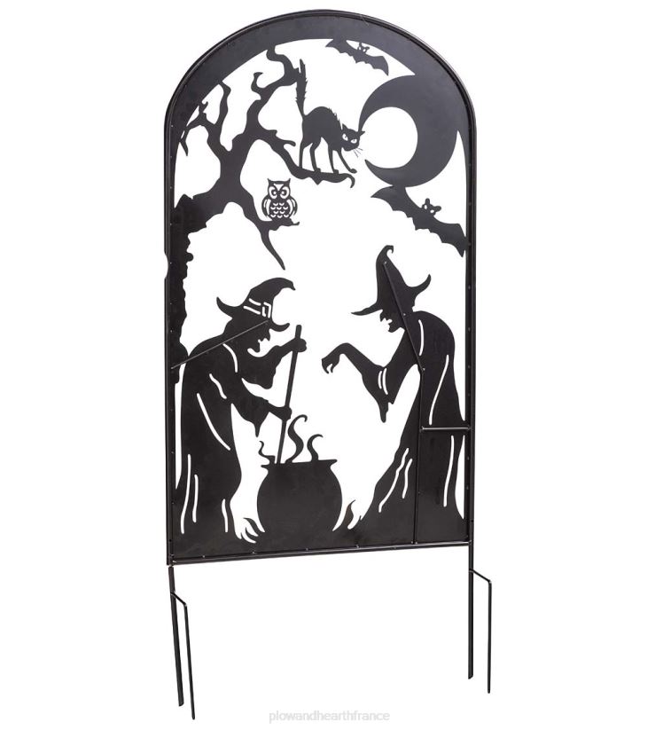 Plow & Hearth cour et jardin treillis d'Halloween en métal dans des designs de sorcières et de maisons hantées - maison hantée 0BNZ203