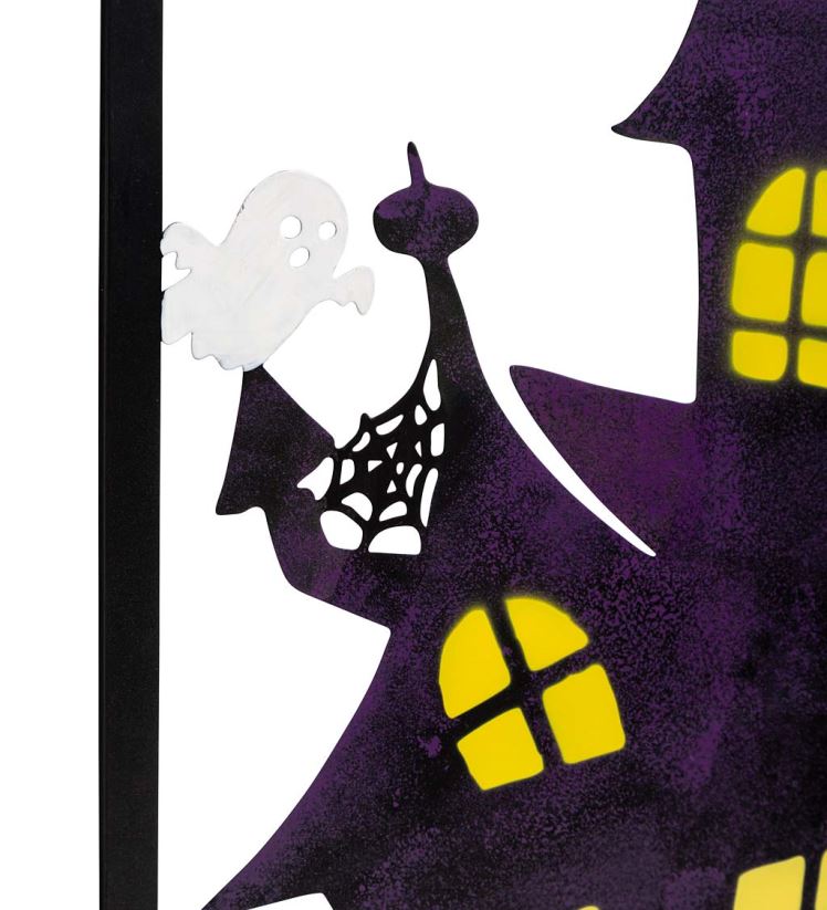 Plow & Hearth cour et jardin treillis d'Halloween en métal dans des designs de sorcières et de maisons hantées - maison hantée 0BNZ203