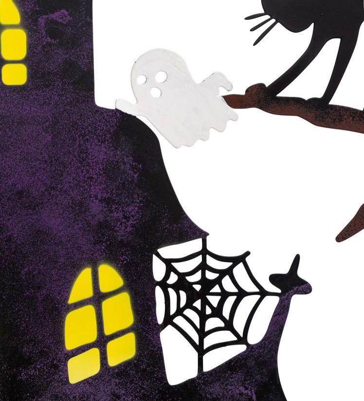Plow & Hearth cour et jardin treillis d'Halloween en métal dans des designs de sorcières et de maisons hantées - maison hantée 0BNZ203