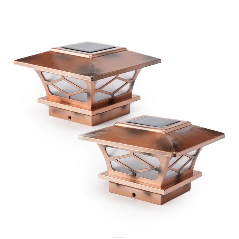 Plow & Hearth cour et jardin Capuchons de poteaux solaires de style mission classique, ensemble de 2 - cuivre 0BNZ482