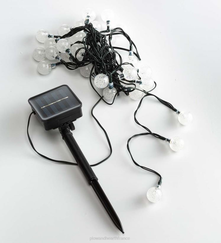 Plow & Hearth cour et jardin Guirlande lumineuse solaire multifonction avec 50 LED blanc chaud. 0BNZ457