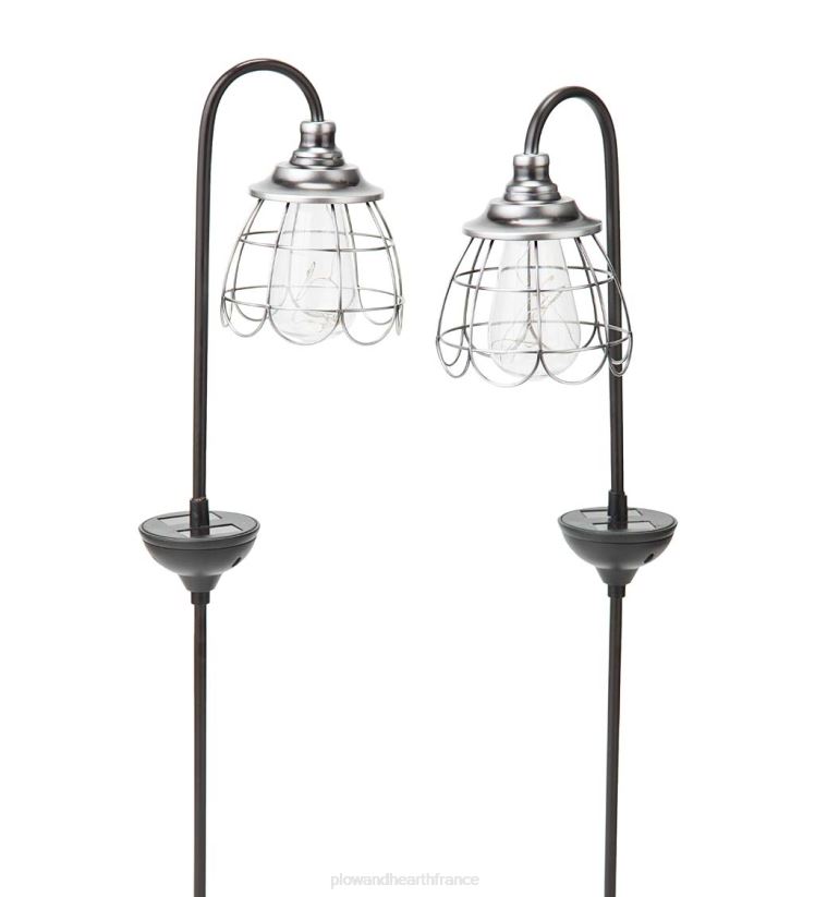 Plow & Hearth cour et jardin Lampes solaires d'allée de jardin luciole, lot de 2 - cuivre 0BNZ79