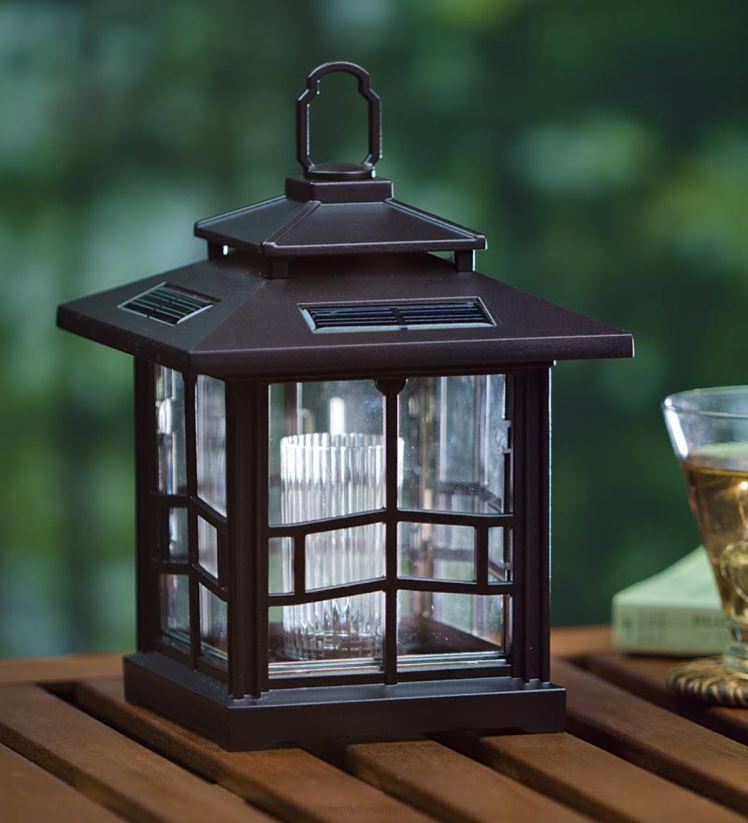 Plow & Hearth cour et jardin Lanternes solaires 3 en 1 avec crochet de berger/piquet de terre, lot de 2 - bronze 0BNZ456