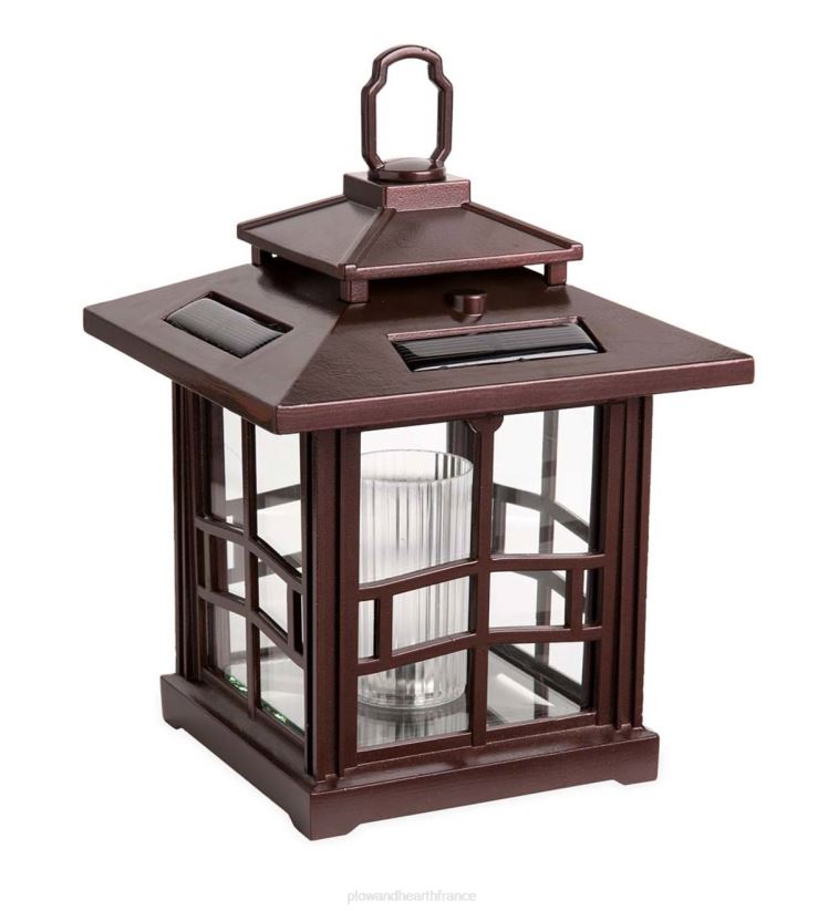 Plow & Hearth cour et jardin Lanternes solaires 3 en 1 avec crochet de berger/piquet de terre, lot de 2 - bronze 0BNZ456