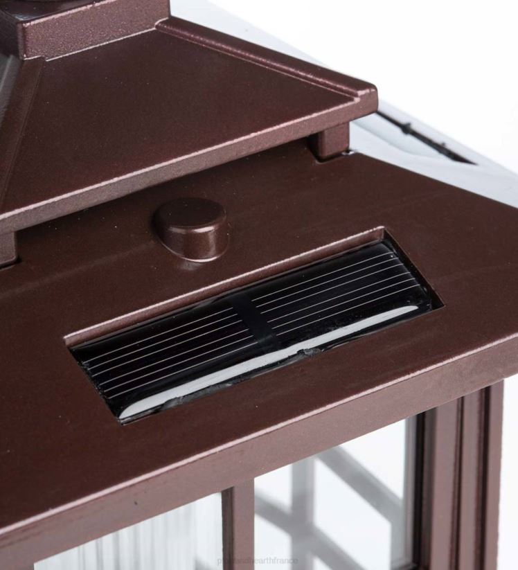 Plow & Hearth cour et jardin Lanternes solaires 3 en 1 avec crochet de berger/piquet de terre, lot de 2 - bronze 0BNZ456