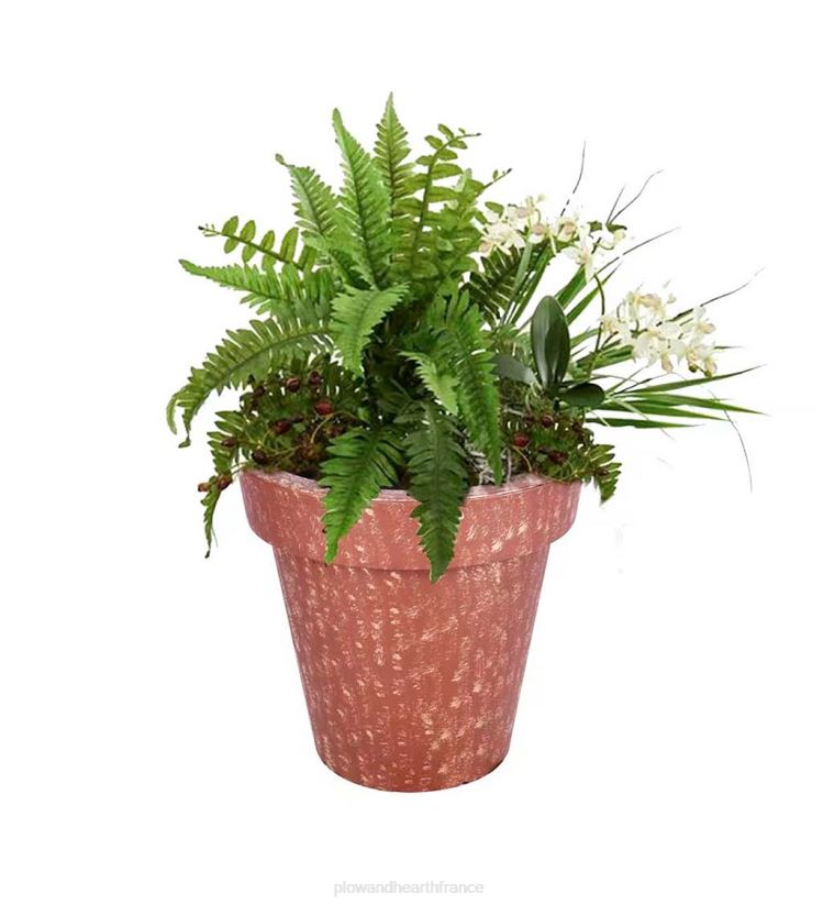 Plow & Hearth cour et jardin jardinière extérieure en fibre de verre avec lampes solaires - terre cuite 0BNZ483