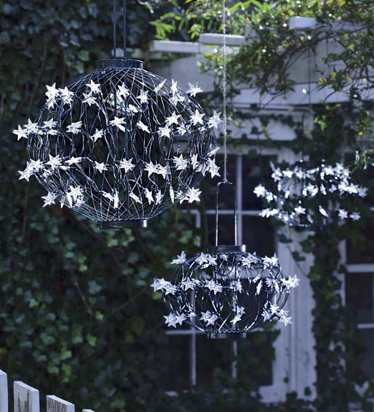 Plow & Hearth cour et jardin lanternes étoiles solaires vertes 0BNZ455