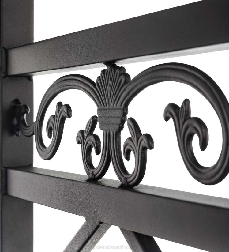 Plow & Hearth cour et jardin Pergola à banc tonnelle en fonte d'aluminium avec tables d'appoint - noir 0BNZ496