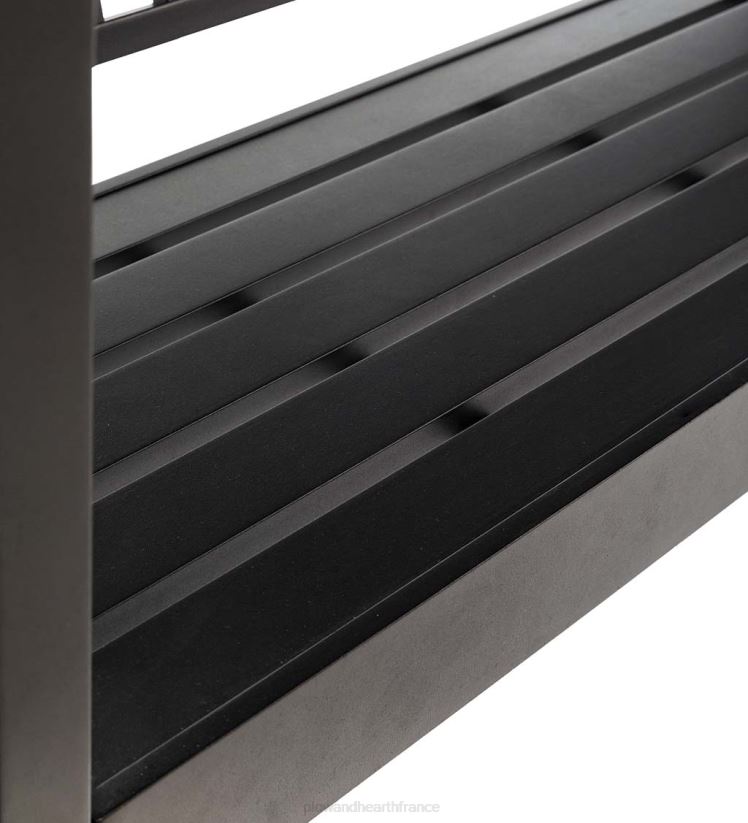 Plow & Hearth cour et jardin Pergola à banc tonnelle en fonte d'aluminium avec tables d'appoint - noir 0BNZ496