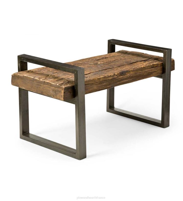 Plow & Hearth cour et jardin banc d'extérieur en bois récupéré et fer - bronze 0BNZ507