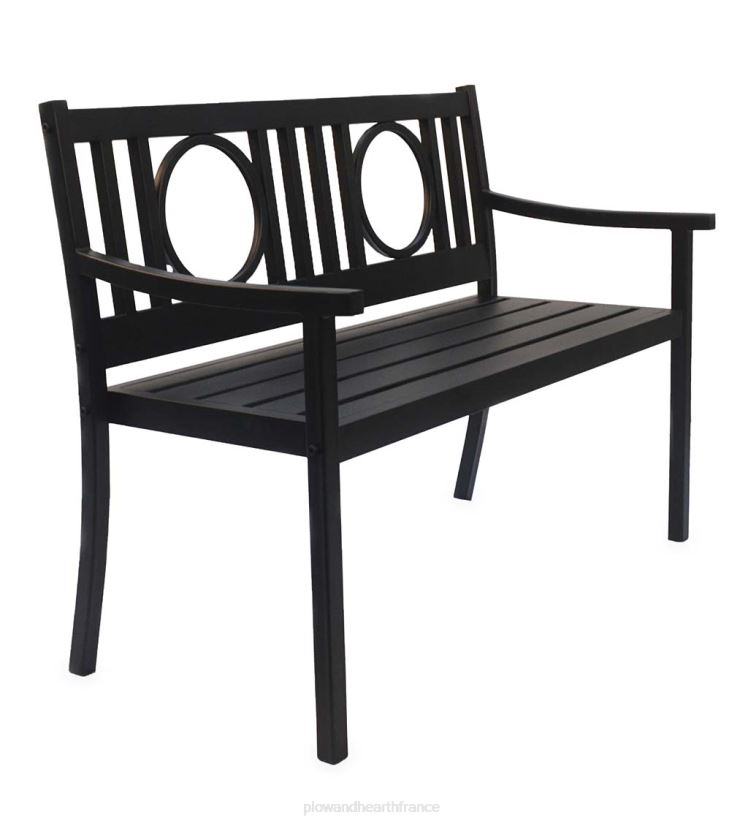 Plow & Hearth cour et jardin banc de jardin en acier grayson - noir 0BNZ502