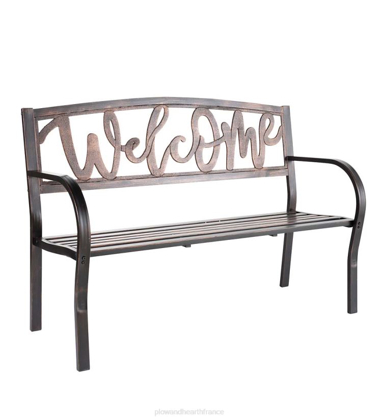 Plow & Hearth cour et jardin banc de jardin en métal bienvenue 0BNZ508