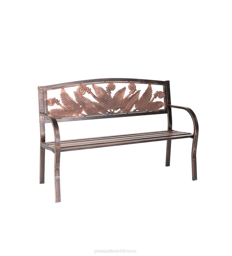 Plow & Hearth cour et jardin banc de jardin en métal frondes de fougère - bronze 0BNZ505
