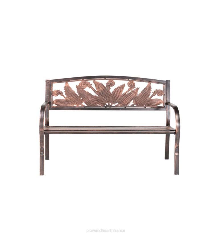 Plow & Hearth cour et jardin banc de jardin en métal frondes de fougère - bronze 0BNZ505