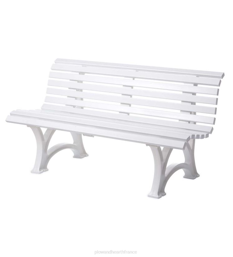 Plow & Hearth cour et jardin banc de jardin ergonomique en pvc résistant aux intempéries - ton bois optique 0BNZ498