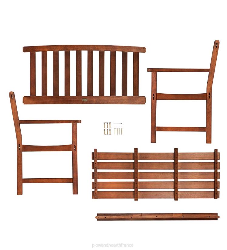 Plow & Hearth cour et jardin banc en bois d'eucalyptus Lancaster - naturel 0BNZ491