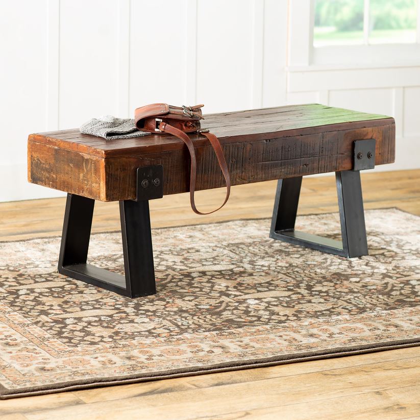 Plow & Hearth cour et jardin banc en bois récupéré intérieur/extérieur Richland 0BNZ485