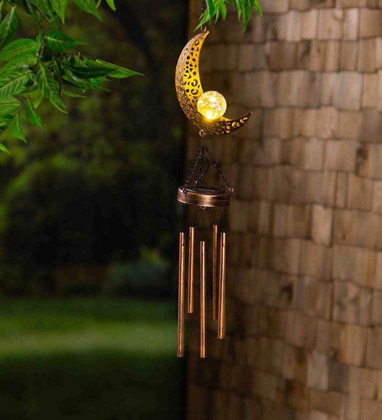 Plow & Hearth cour et jardin Carillon solaire céleste avec globe en verre craquelé - Soleil 0BNZ450