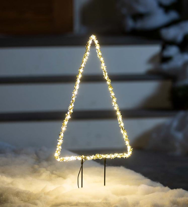 Plow & Hearth cour et jardin Arbre de vacances à éclairage électrique intérieur/extérieur de 18 po de hauteur, verts givrés 0BNZ45