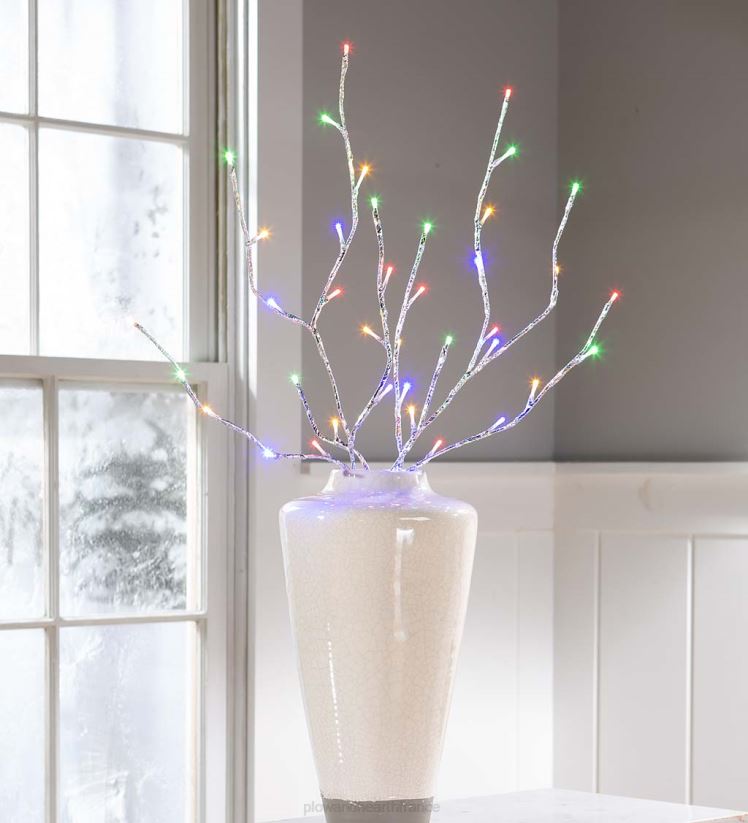 Plow & Hearth cour et jardin Branches métalliques argentées intérieur/extérieur avec lumières LED, lot de 2 0BNZ21