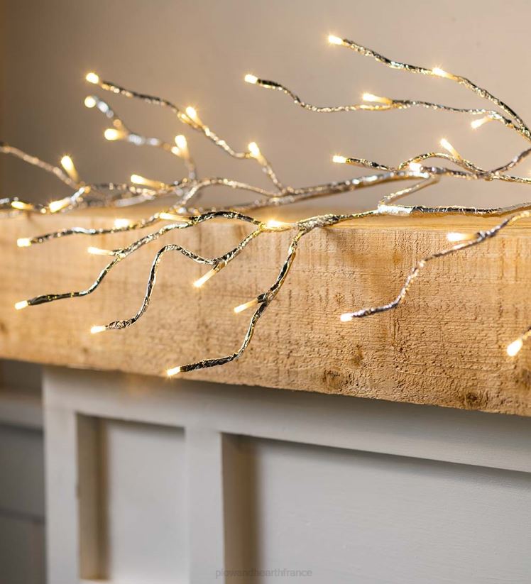 Plow & Hearth cour et jardin Guirlande métallique argentée intérieure/extérieure avec lumières double fonction 0BNZ29