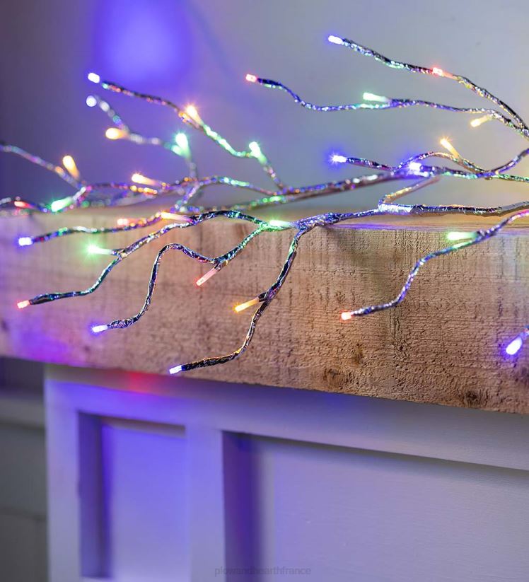 Plow & Hearth cour et jardin Guirlande métallique argentée intérieure/extérieure avec lumières double fonction 0BNZ29