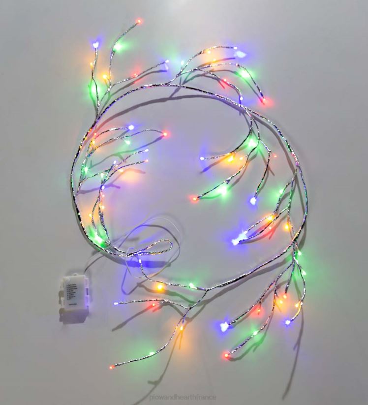 Plow & Hearth cour et jardin Guirlande métallique argentée intérieure/extérieure avec lumières double fonction 0BNZ29