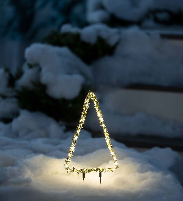 Plow & Hearth cour et jardin Mini arbre de Noël vert givré éclairé intérieur/extérieur 0BNZ57