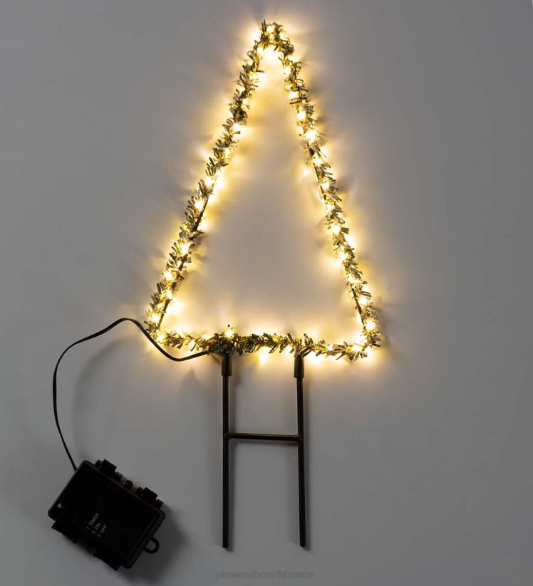 Plow & Hearth cour et jardin Mini arbre de Noël vert givré éclairé intérieur/extérieur 0BNZ57