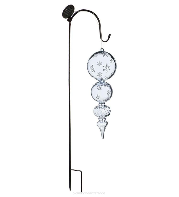 Plow & Hearth cour et jardin Piquet de jardin à fleuron argenté incassable solaire 0BNZ36