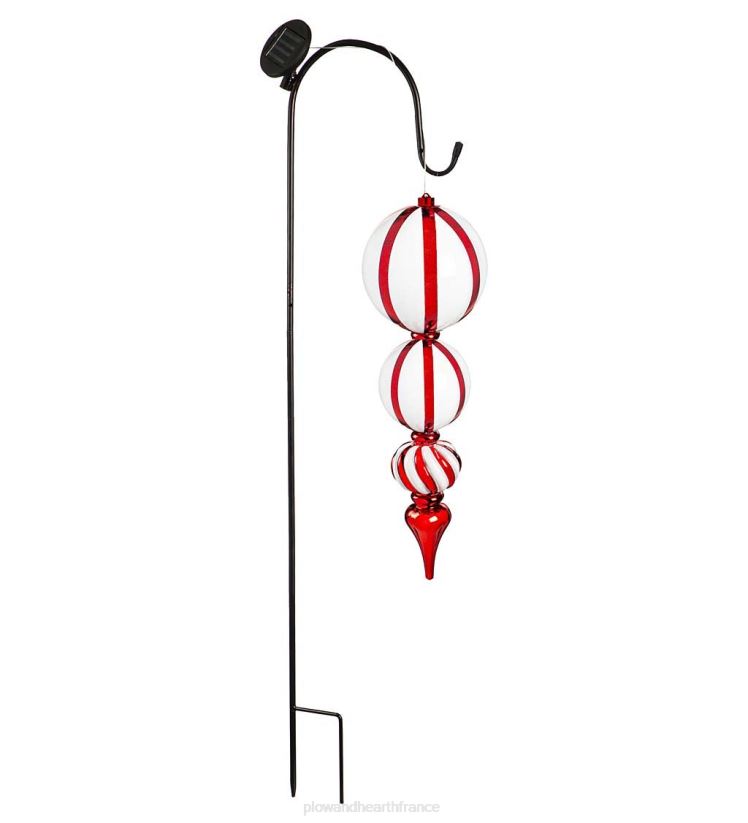 Plow & Hearth cour et jardin Piquet de jardin à fleuron à tourbillon rouge incassable solaire 0BNZ40