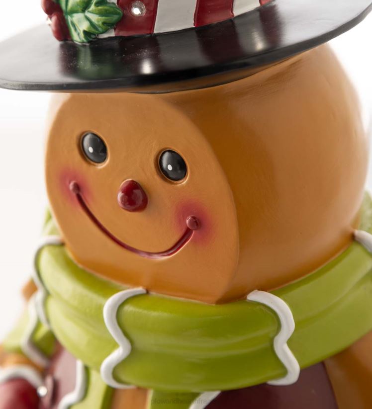 Plow & Hearth cour et jardin Statue courte de garçon en pain d'épice éclairée intérieure/extérieure 0BNZ5