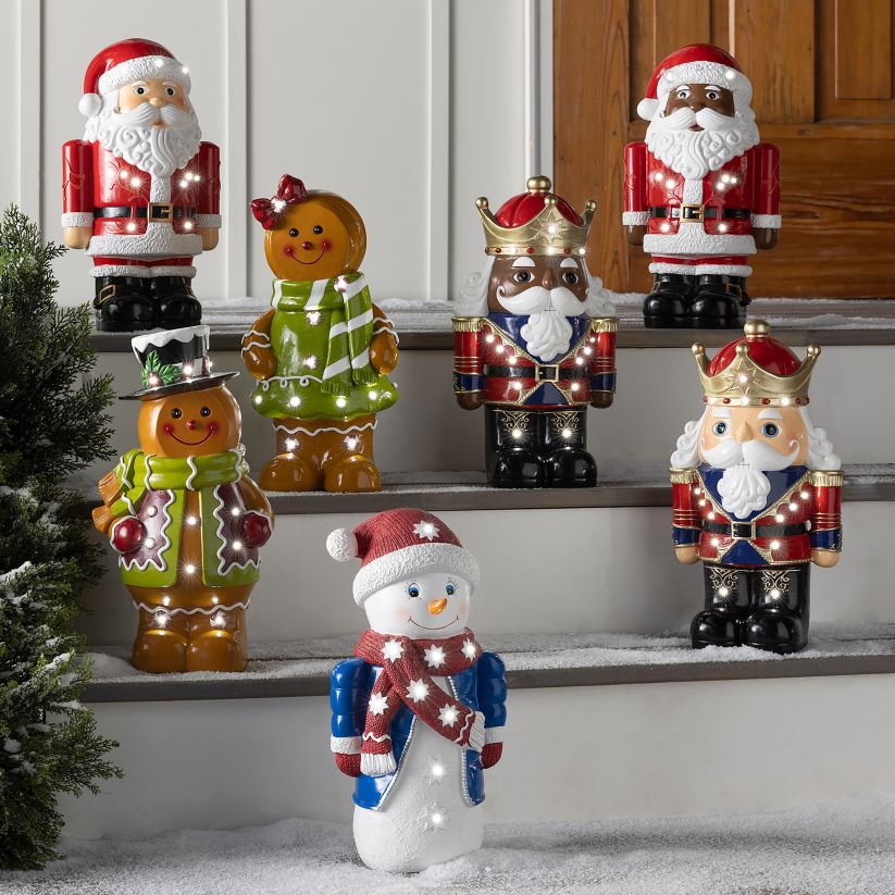 Plow & Hearth cour et jardin Statue courte de garçon en pain d'épice éclairée intérieure/extérieure 0BNZ5