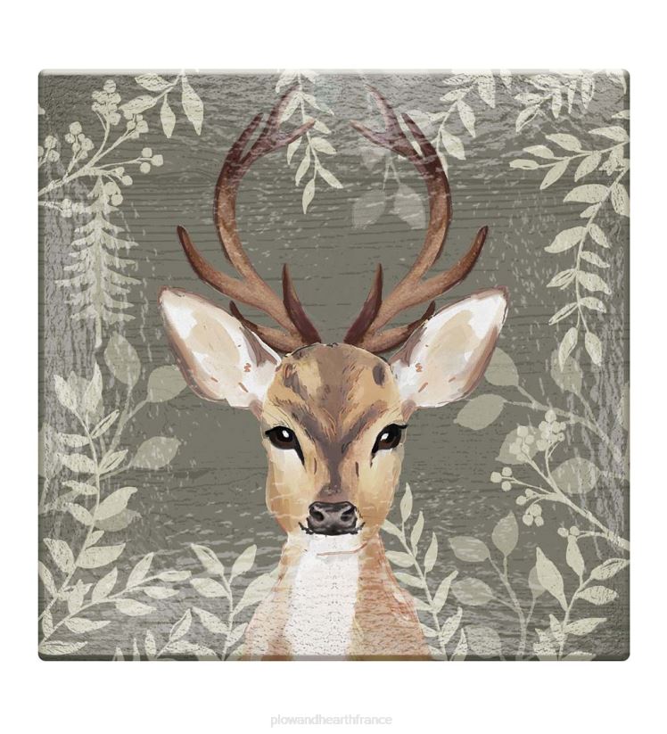 Plow & Hearth cour et jardin bassin de bain d'oiseau en verre de cerf majestueux 0BNZ51