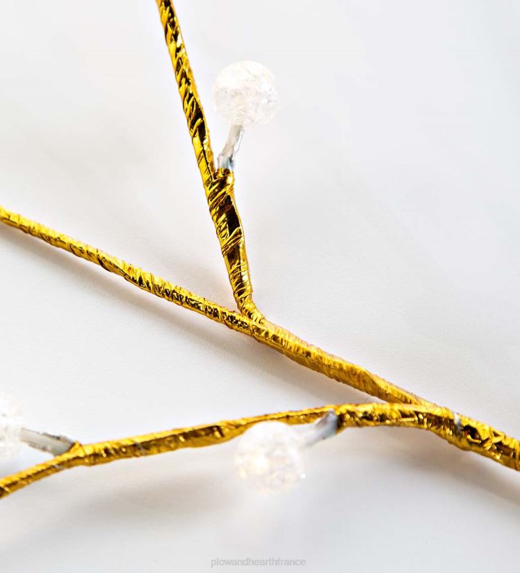 Plow & Hearth cour et jardin branches métalliques dorées intérieur/extérieur avec lumières blanc chaud, lot de 2 0BNZ27