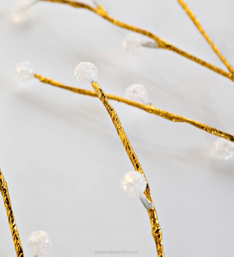 Plow & Hearth cour et jardin branches métalliques dorées intérieur/extérieur avec lumières blanc chaud, lot de 2 0BNZ27