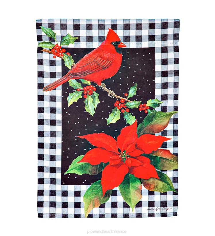 Plow & Hearth cour et jardin drapeau de jardin en daim cardinal & holly 0BNZ46