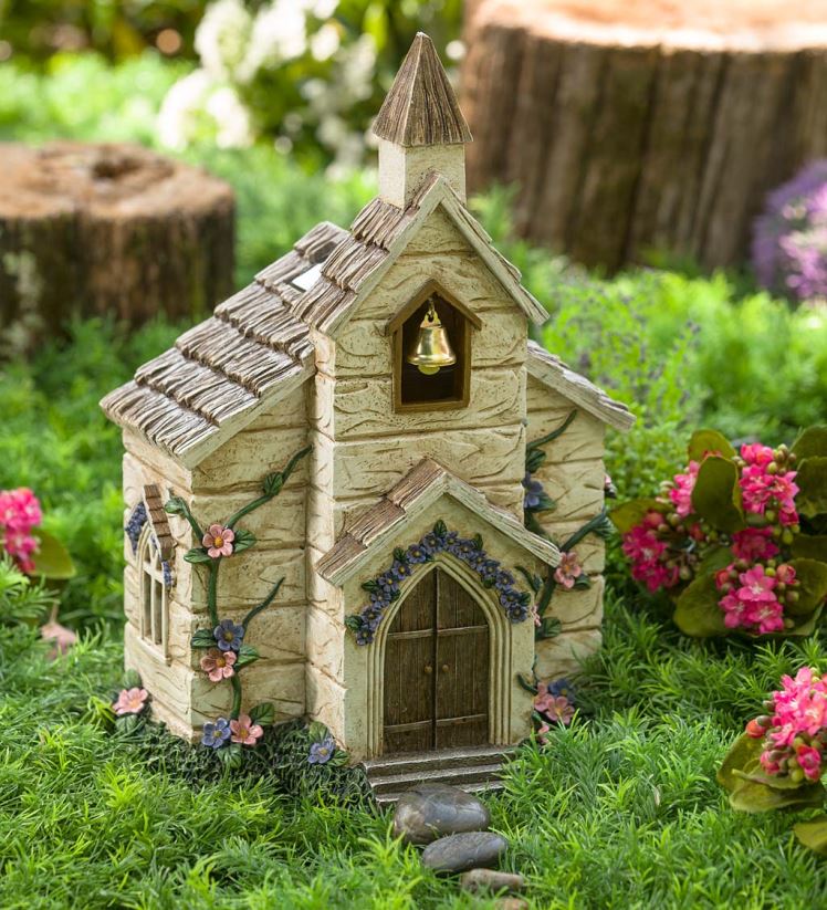 Plow & Hearth cour et jardin église solaire de jardin de fées miniature 0BNZ47