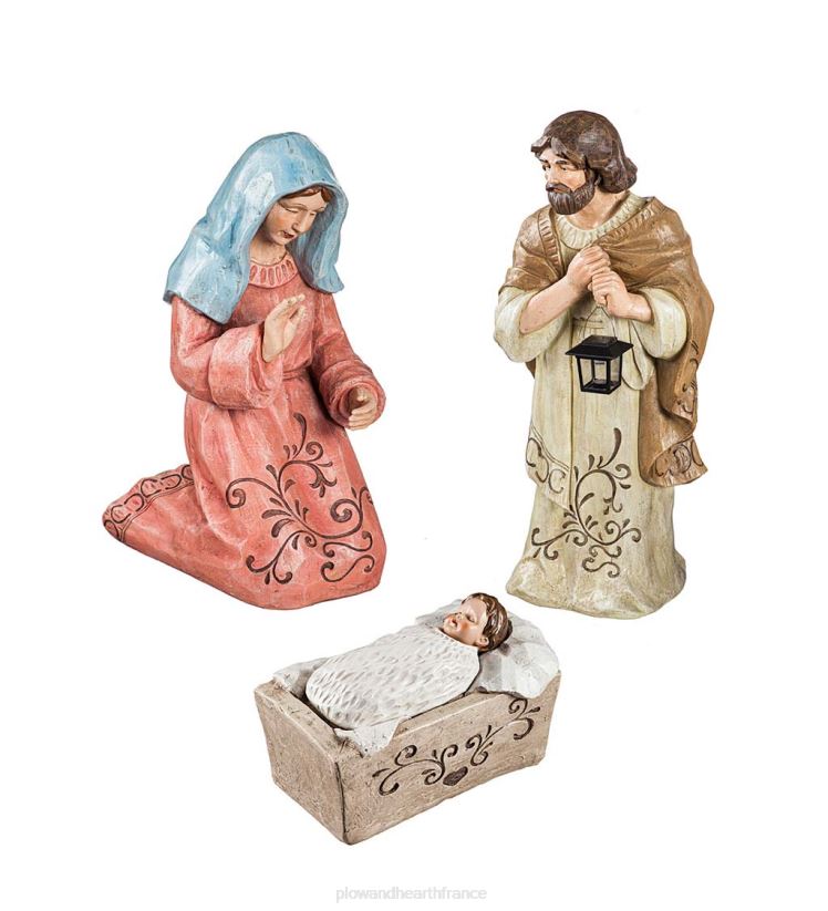 Plow & Hearth cour et jardin grandes statues de jardin de la Nativité solaire, lot de 3 0BNZ28