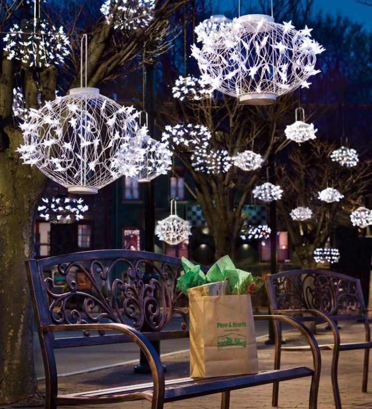 Plow & Hearth cour et jardin lanternes étoiles solaires blanches 0BNZ13