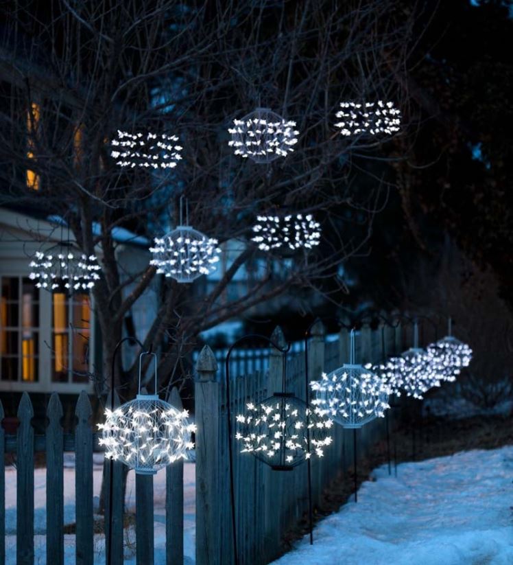 Plow & Hearth cour et jardin lanternes étoiles solaires blanches 0BNZ13