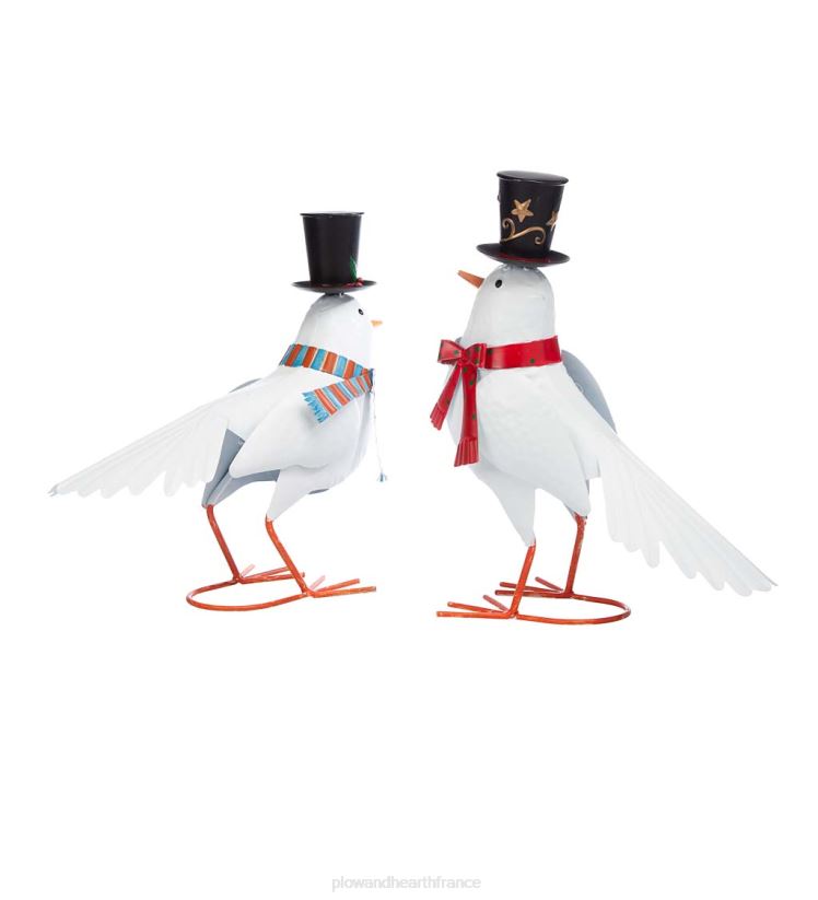 Plow & Hearth cour et jardin statues de jardin en métal colombe des Fêtes, ensemble de 2 0BNZ22