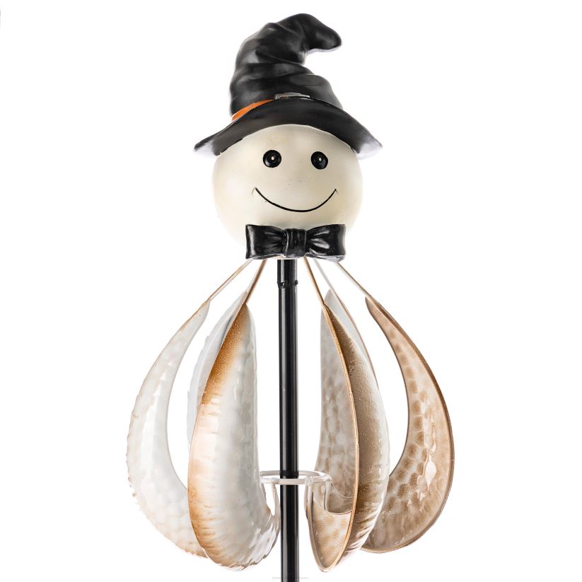 Plow & Hearth cour et jardin Spinner à vent de jardin en métal fantôme souriant d'halloween 0BNZ348