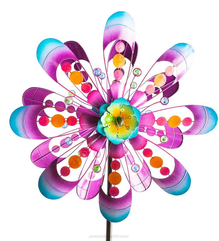 Plow & Hearth cour et jardin Spinner à vent en métal Jewel Bubbles - violet 0BNZ357