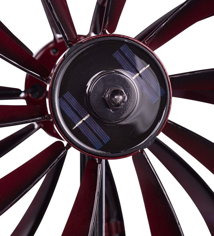 Plow & Hearth cour et jardin Spinner à vent en métal à fleurs à éclairage solaire avec rotors bidirectionnels - cuivre vert-de-gris 0BNZ63