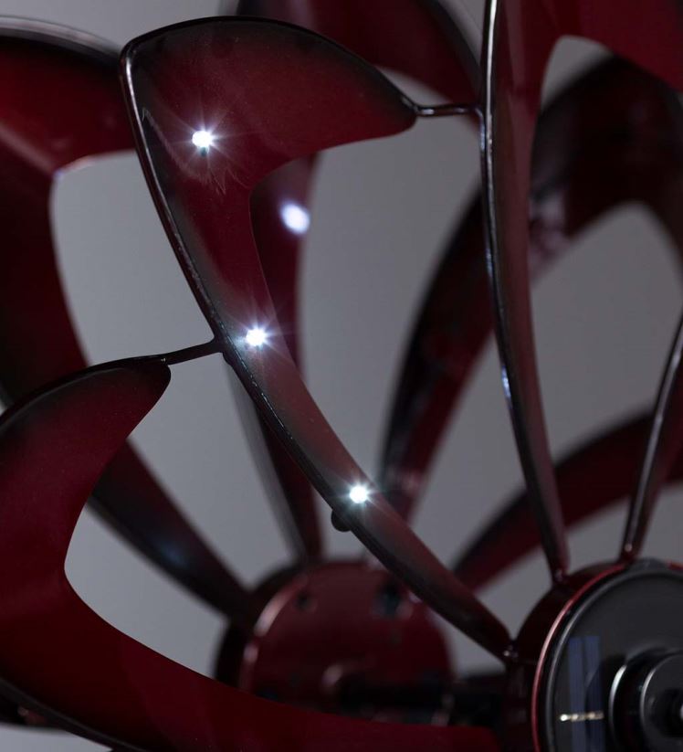 Plow & Hearth cour et jardin Spinner à vent en métal à fleurs à éclairage solaire avec rotors bidirectionnels - cuivre vert-de-gris 0BNZ63