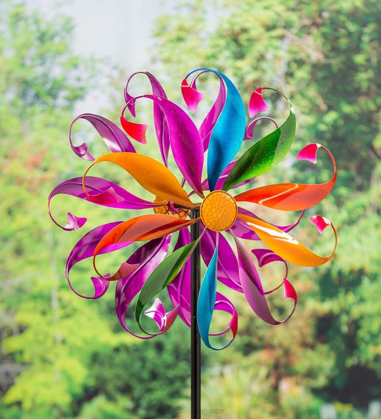 Plow & Hearth cour et jardin Spinner à vent en métal queue de sirène colorée - multi 0BNZ291