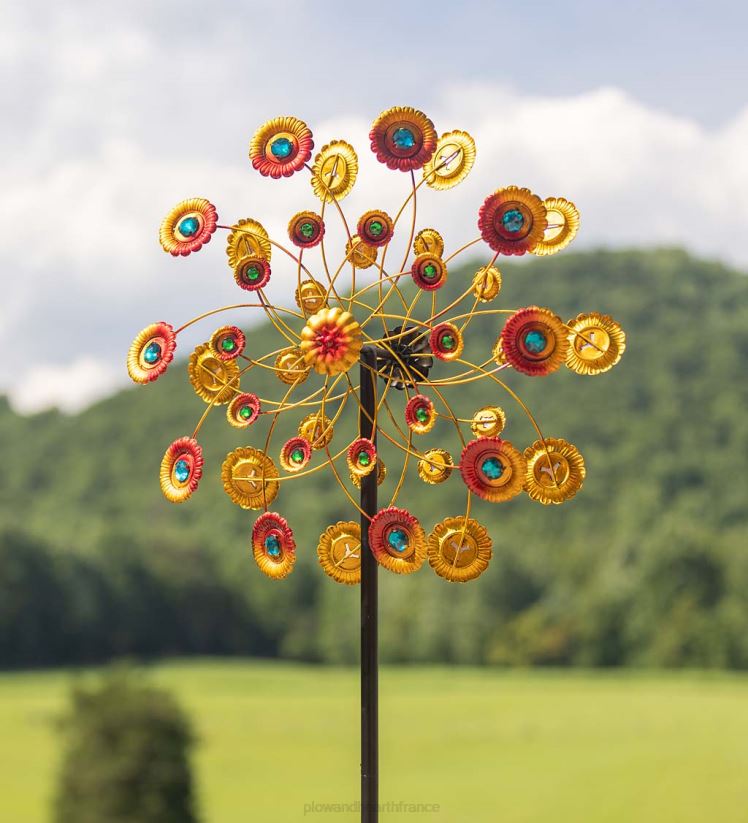 Plow & Hearth cour et jardin Spinner à vent en métal soleils dorés 0BNZ239