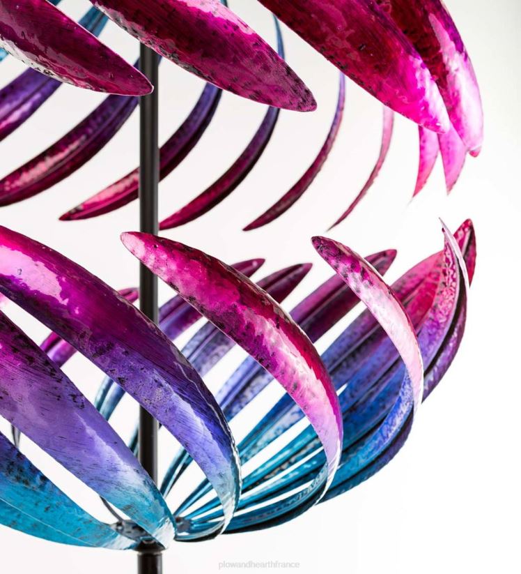 Plow & Hearth cour et jardin Spinner à vent en métal à sphère fendue surdimensionnée 0BNZ163